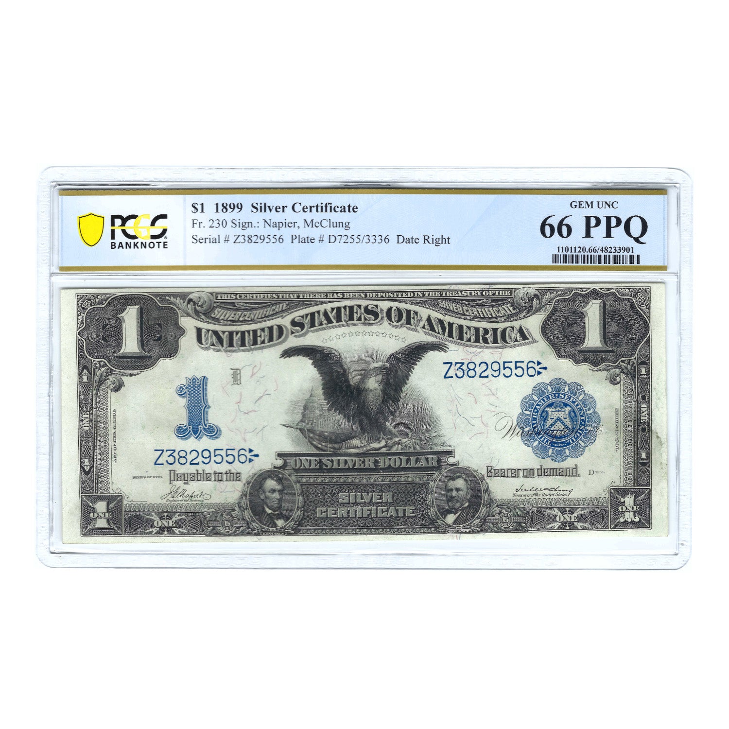 1899 $1 Large Size Silver Certificate , Black Eagle PCGS 66 PPQ