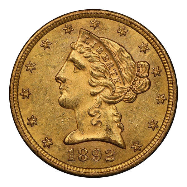 1892-S $5 Gold Liberty Head Half Eagle PCGS MS63+ CAC