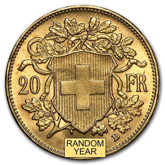 (1897-1949) Swiss Gold 20 Francs Helvetia Mint State Condition