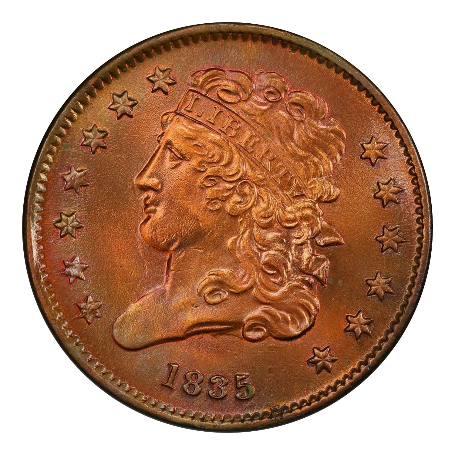 1835 Classic Head Half Cent About Uncirculated Condition