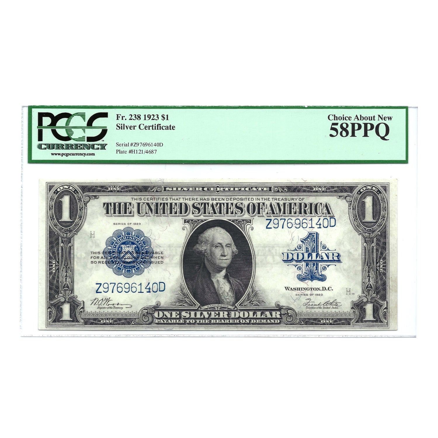 1923 $1 Large Size Silver Certificate PCGS 58 Choice About New PPQ