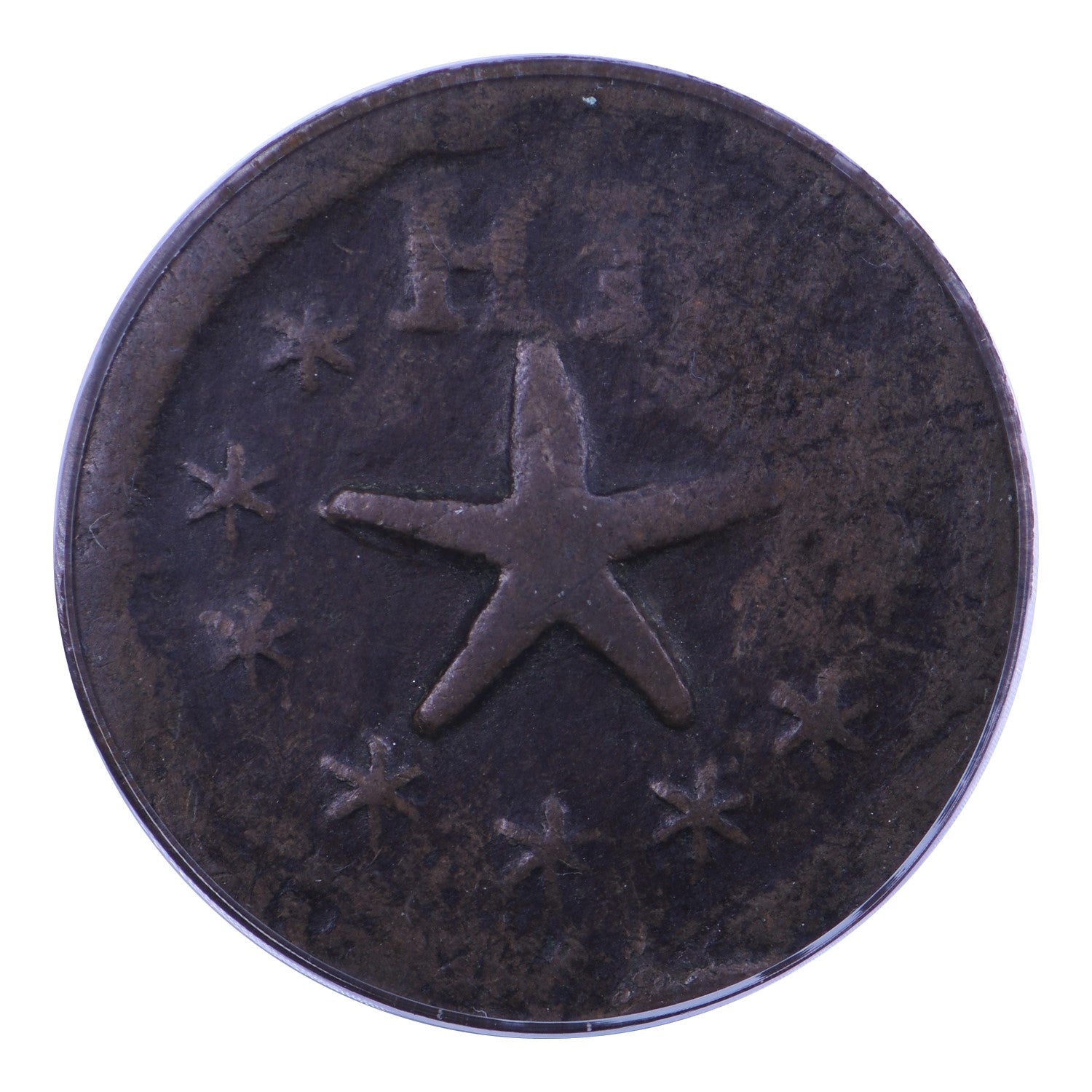 1871 12 1/2 Cent Hawaii-Wailuku Narrow Starfish PCGS F15