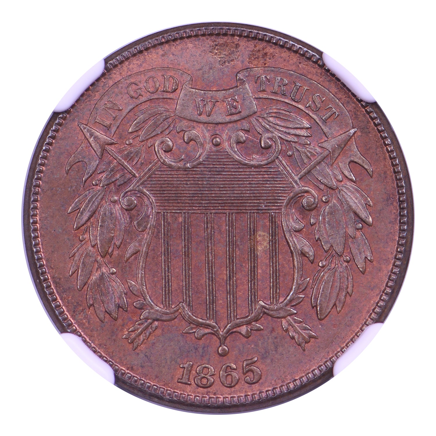 1865 Two Cent Piece NGC MS64BN