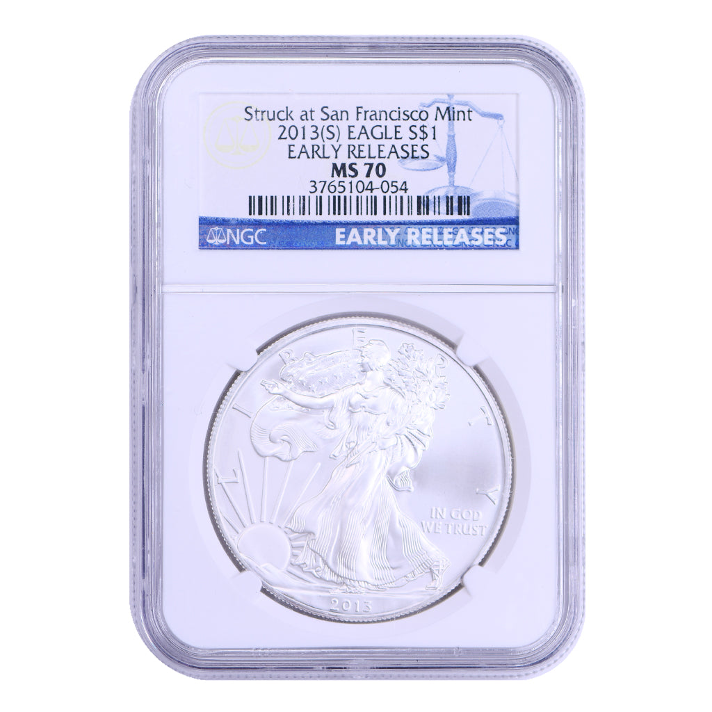 2013-(S) American Silver Eagle NGC MS70 Early Releases Struck at San Francisco