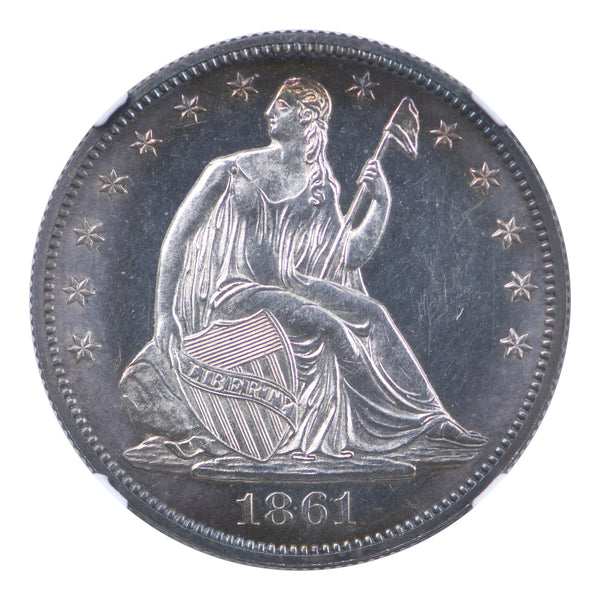 1861 Seated Liberty Half Dollar NGC PF 64 CAMEO Eric. P. Newman Collection