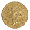 1857-O $20 Gold Liberty Head Double Eagle NGC AU50