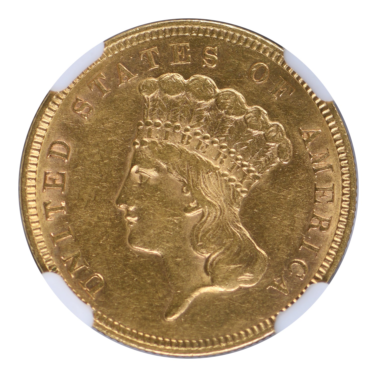 1860-S $3 Gold Piece NGC AU58