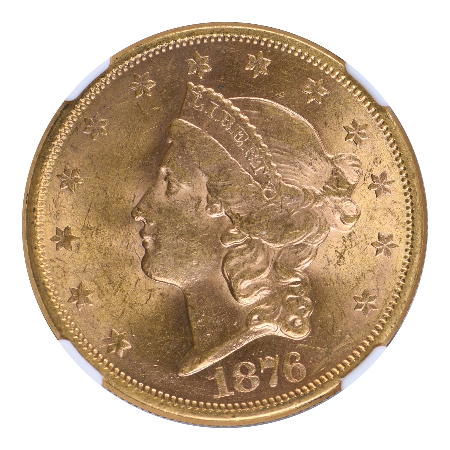 1876 $20 Gold Liberty Head Double Eagle NGC MS62