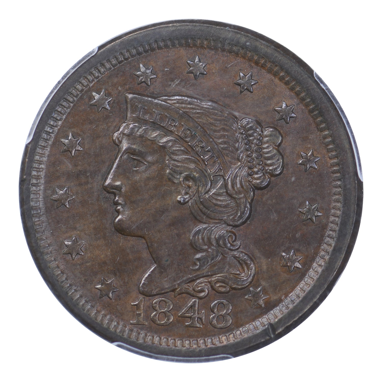1848 Braided Hair Large Cent PCGS MS63 BN
