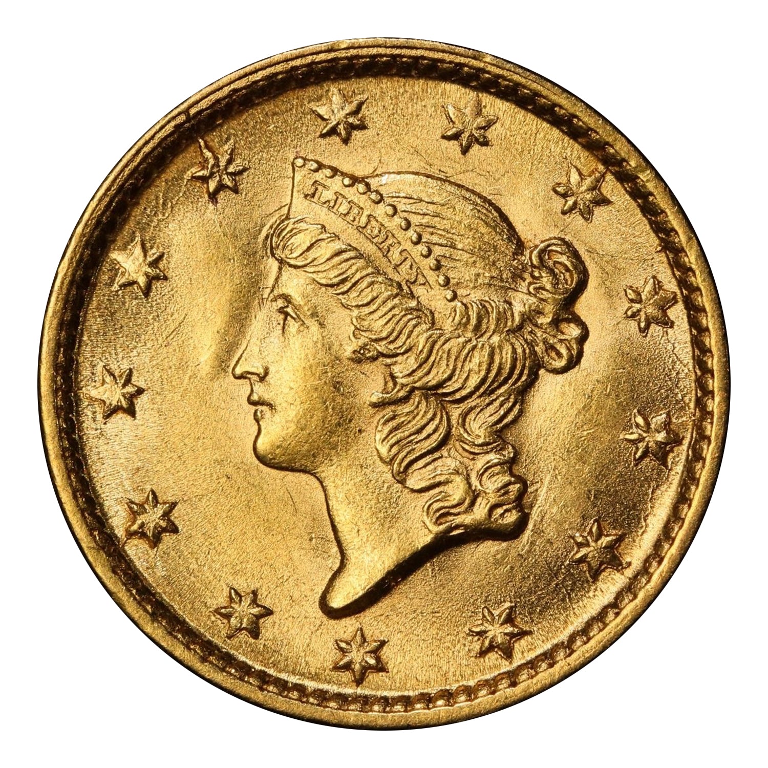 1854 $1 Gold Liberty Head Type 1 PCGS MS63