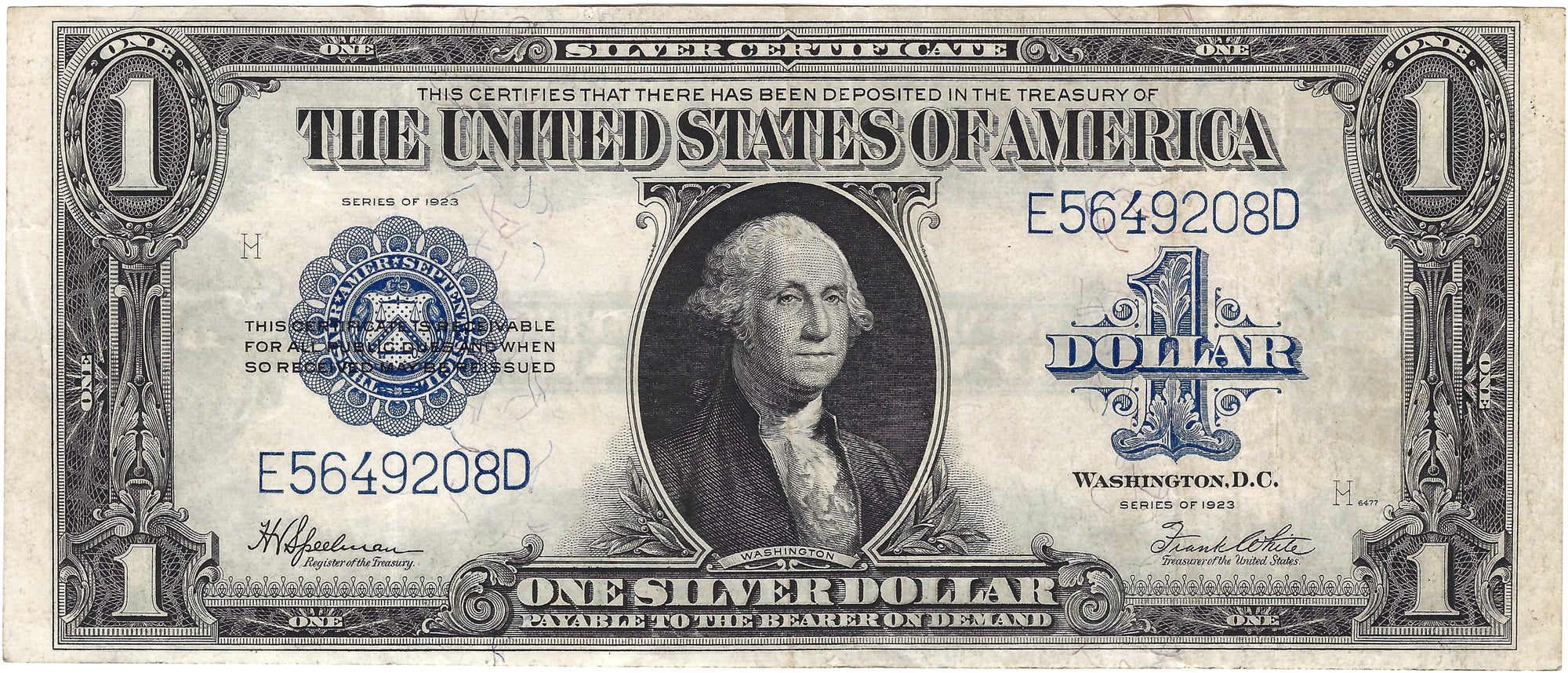 1923 Large Size $1 Silver Certificate, Speelman-White, Circulated Condition