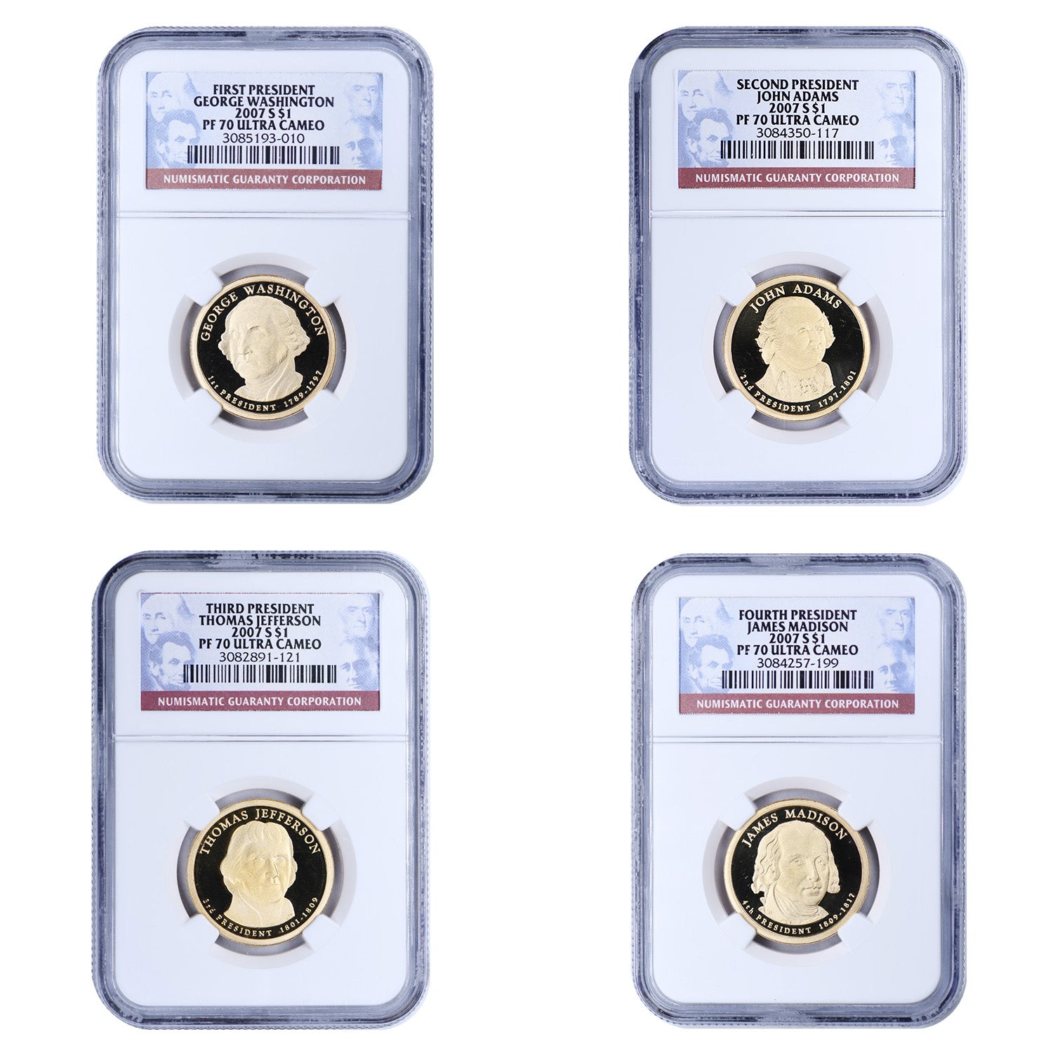 2007-S Presidential Dollar 4-Coin Set NGC PF70 Ultra Cameo
