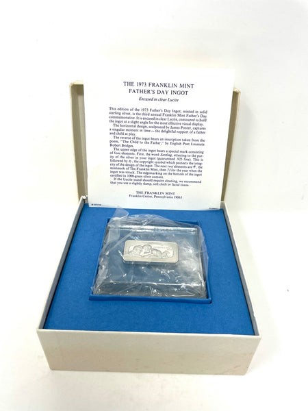 Franklin Mint Fathers Day Ingot // 1973 // 1,000 grains of silver