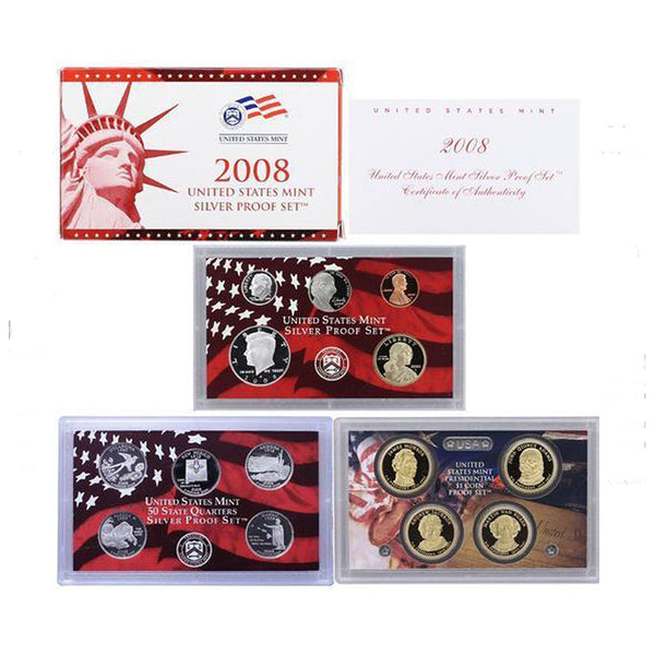 2008-S U.S. Silver Proof Set: Complete 14-Coin Set, with Box and COA