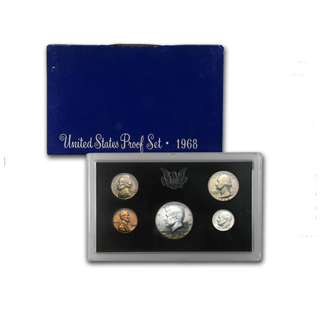1968-S U.S. Proof Set: Complete 5-Coin Set, Original Packaging
