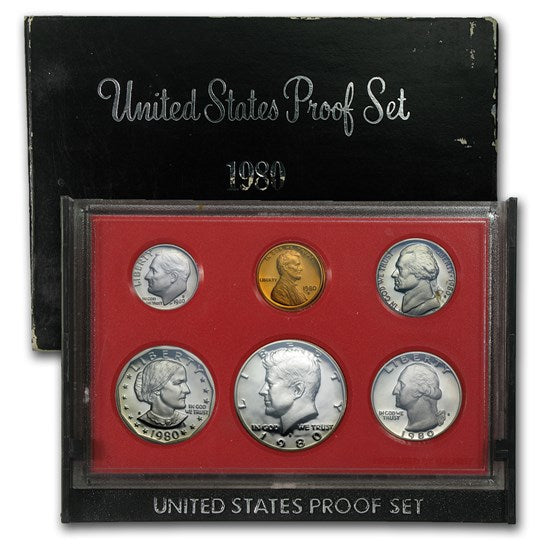 1980-S U.S. Clad Proof Set: Complete 6-Coin Set, Original Packaging