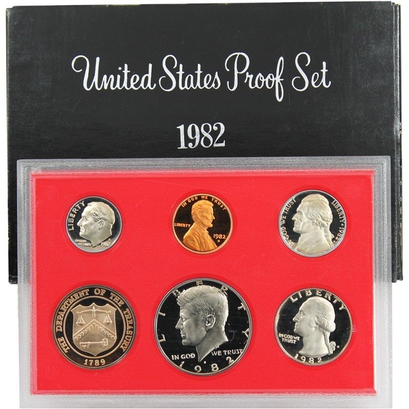 1982-S U.S. Clad Proof Set: Complete 6-Coin Set, Original Packaging