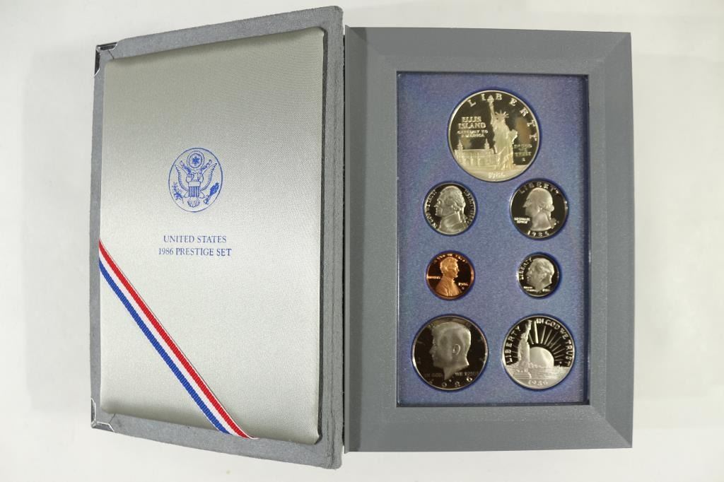 1986-U.S. Prestige Proof Set: 7-Coin Set with Box & COA