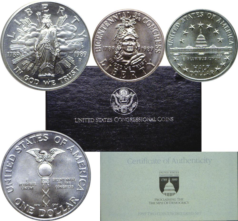 1989 Congress Commemorative Mint State 2-Coin Set