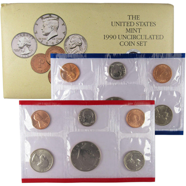 1990-P&D U.S. Uncirculated Set: 10-Coin Set in Original Packaging
