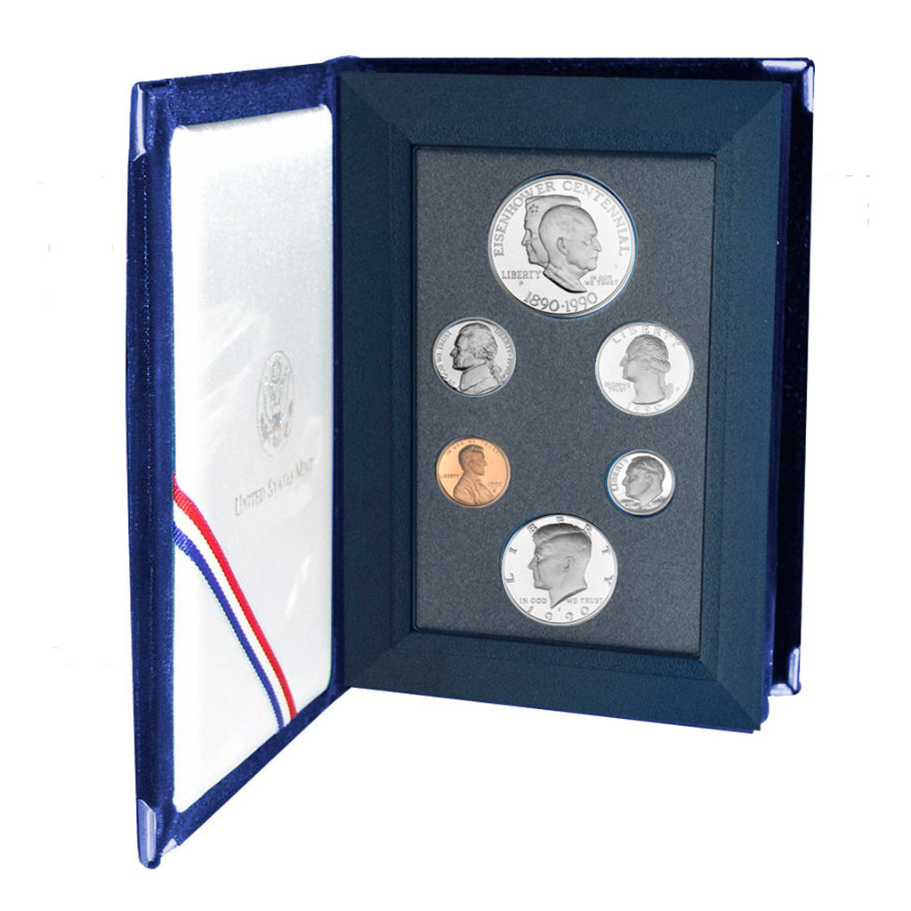 1990-U.S. Prestige Proof Set: 6-Coin Set with Box & COA