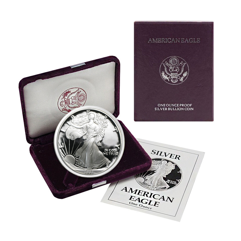 1991-S 1 oz American Silver Eagle Proof With Box and COA