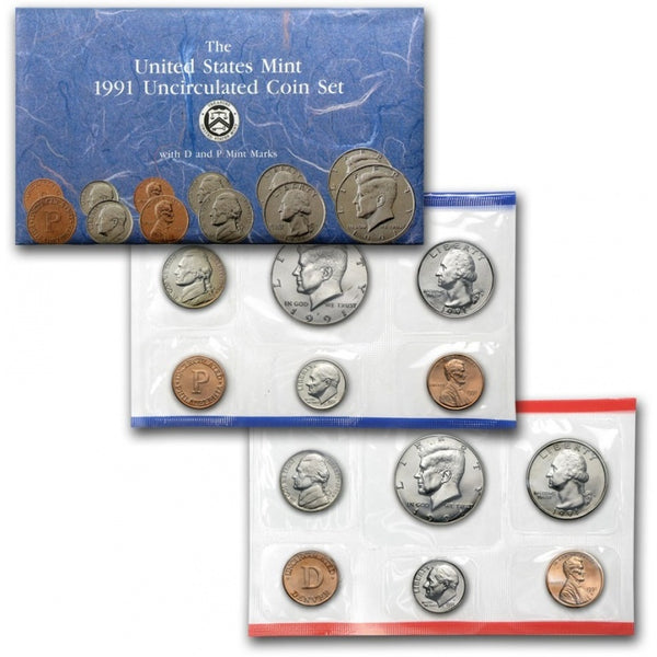 1991-P&D U.S. Uncirculated Set: 10-Coin Set in Original Packaging
