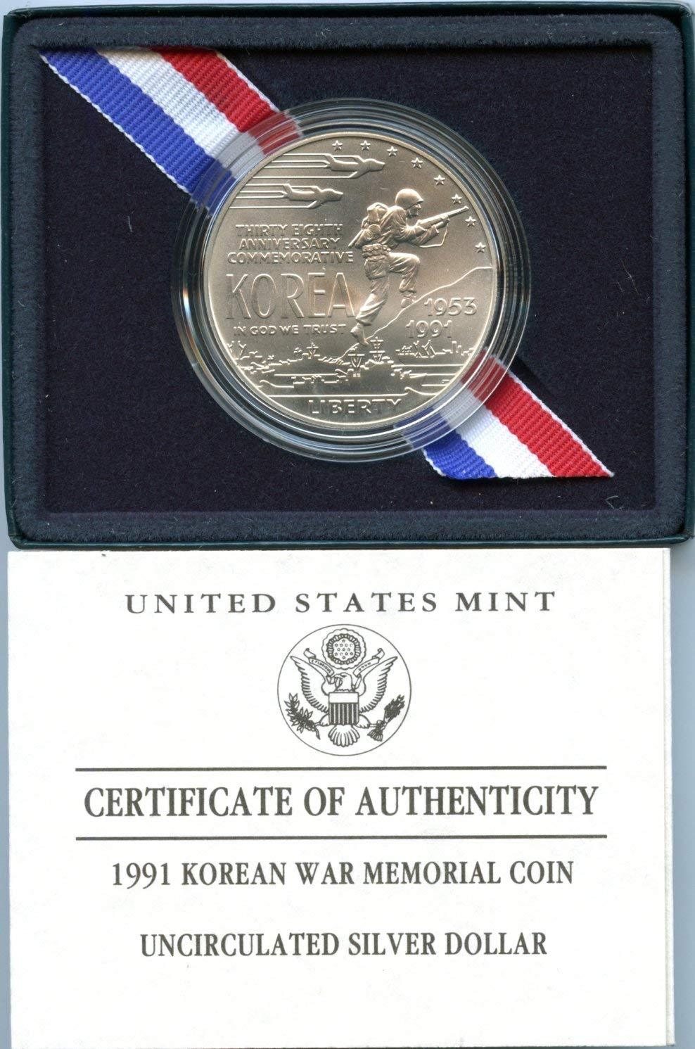 1991-D Korean War Commemorative Silver Dollar Mint State
