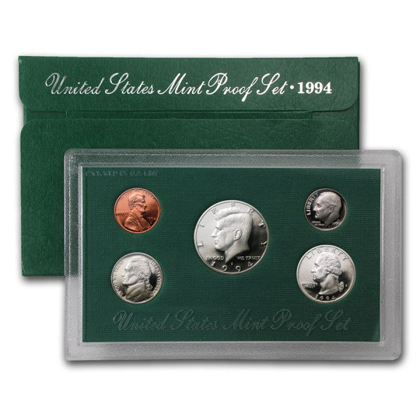 1994-S U.S. Clad Proof Set: Complete 5-Coin Set, Original Packaging
