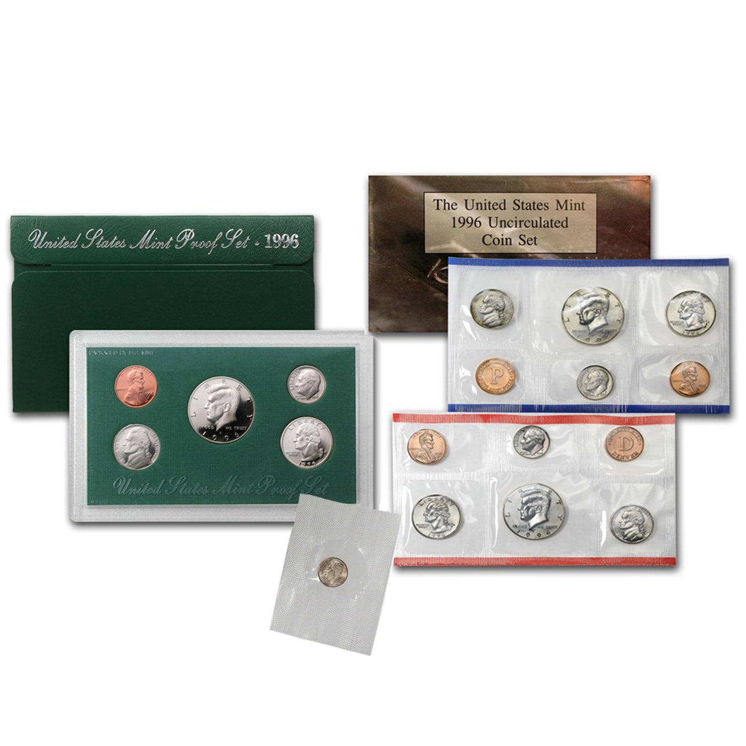 1996-S Proof Set & 1996-P&D Uncirculated Set in Original Packaging (16 Coins)