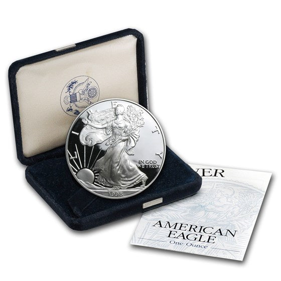 1998-P 1 oz American Silver Eagle Proof With Box and COA