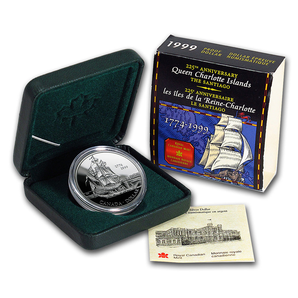 1999 Royal Canadian Mint 225th Anniversary Queen Charlotte Islands The Santiago Proof Silver Dollar