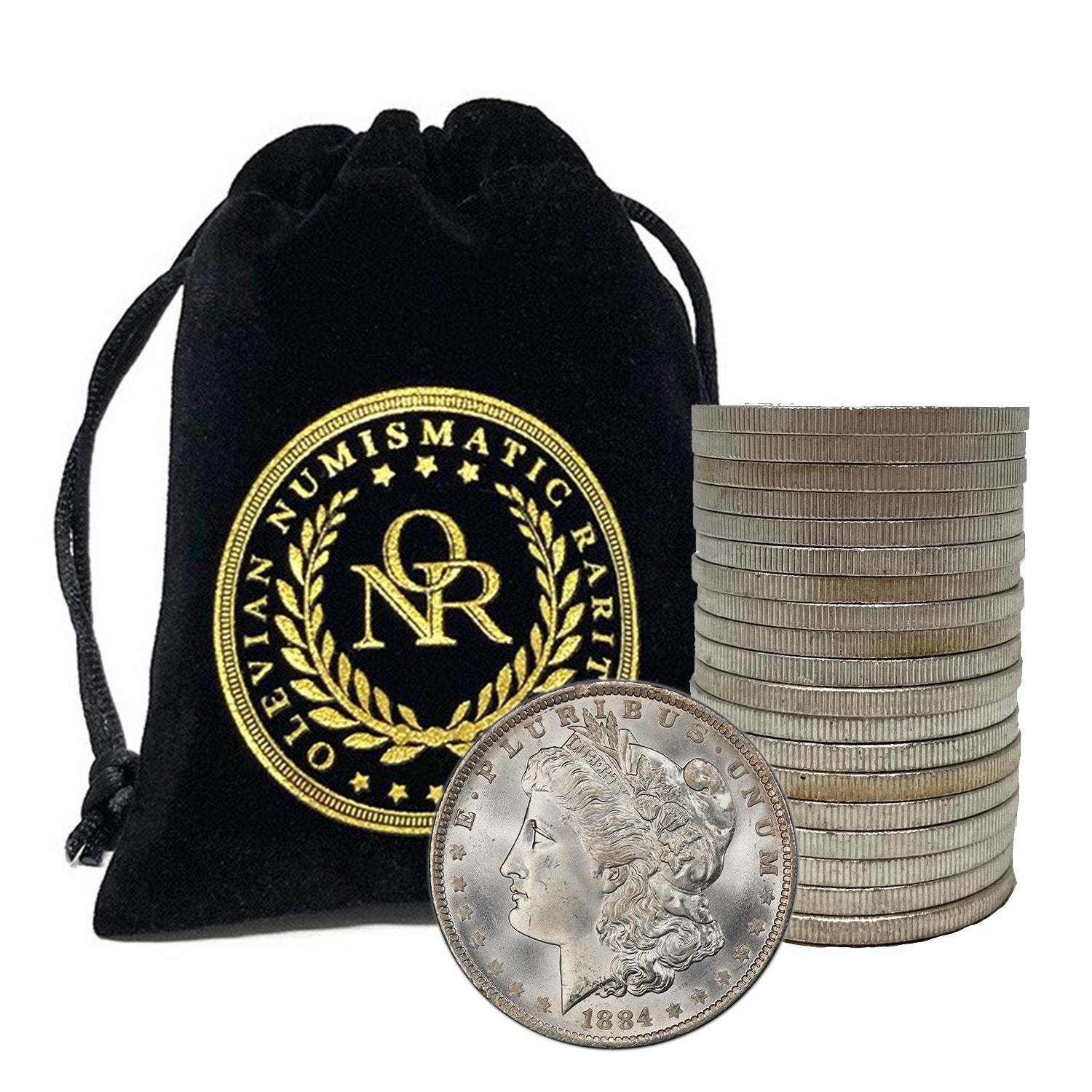 Roll of 20 Morgan Silver Dollars, 5+ Different Dates from 1878 to 1904 in Brilliant Uncirculated Condition