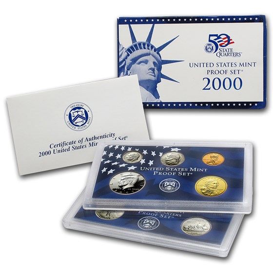 2000-S U.S. Clad Proof Set: Complete 10-Coin Set, with Box and COA
