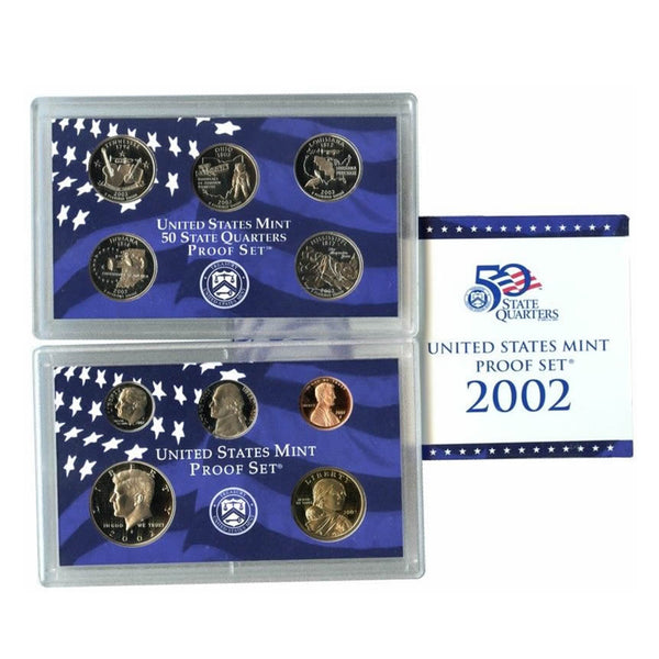 2002-S U.S. Clad Proof Set: Complete 10-Coin Set, with Box and COA