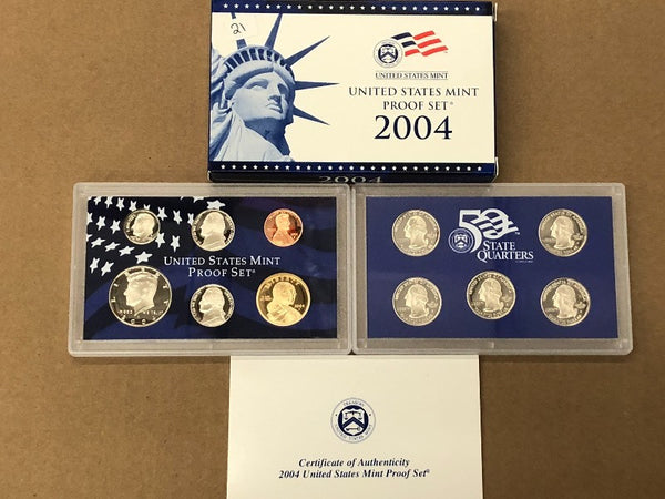 2004-S U.S. Clad Proof Set: Complete 11-Coin Set, with Box and COA