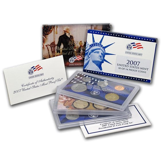 2007-S U.S. Clad Proof Set: Complete 14-Coin Set, with Box and COA