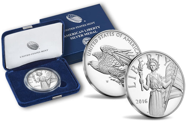 2016 American Liberty Proof 1oz Silver Medal w Box and COA