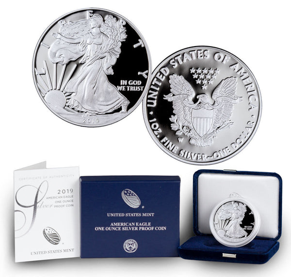 2019-W American Silver Eagle One Ounce Proof Coin With Box and COA