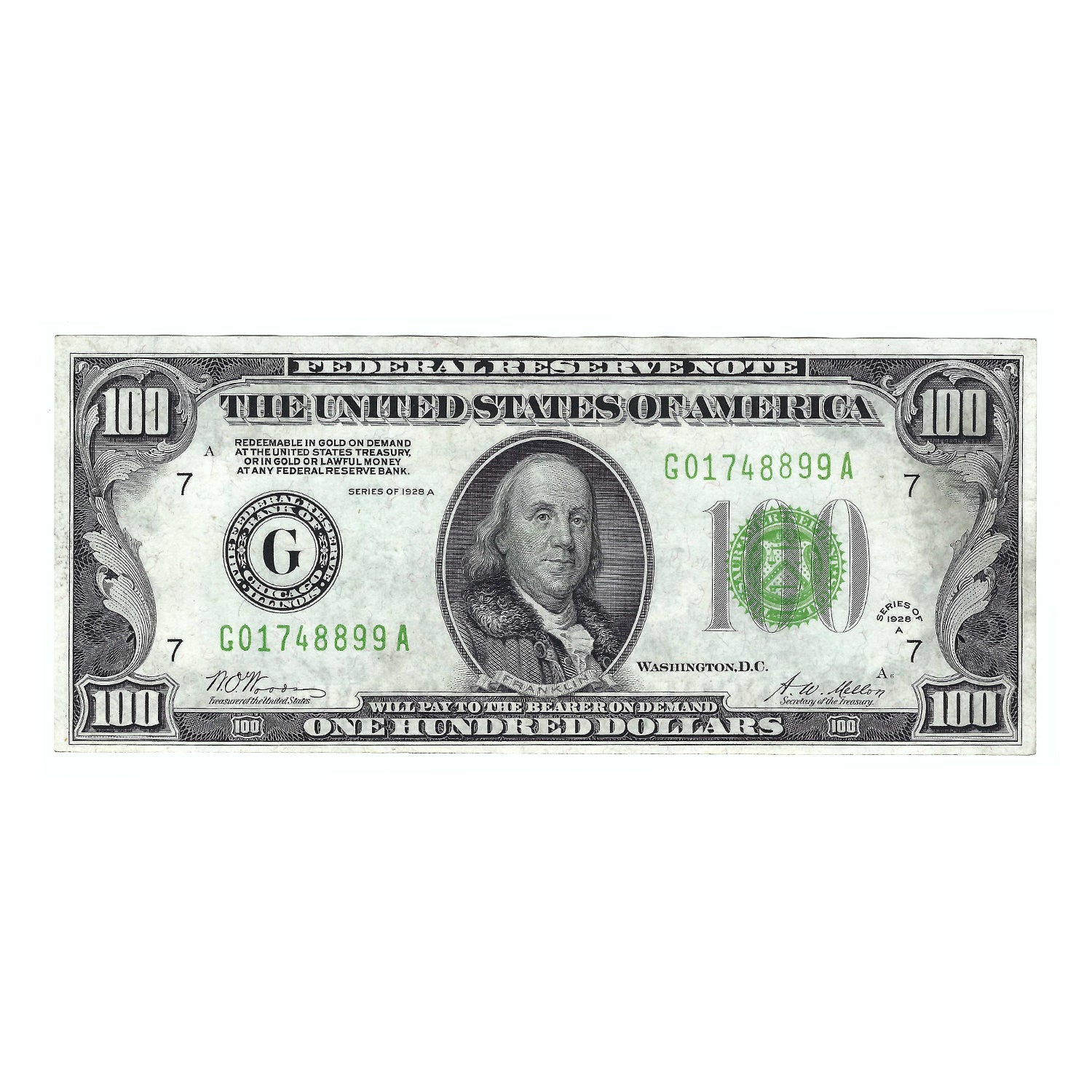 1928-A $100 Small Size Federal Reserve Note Uncirculated Condition