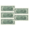 1995 $2 U.S. Federal Reserve Notes Set of 5 Sequential Serial Numbers, Unc