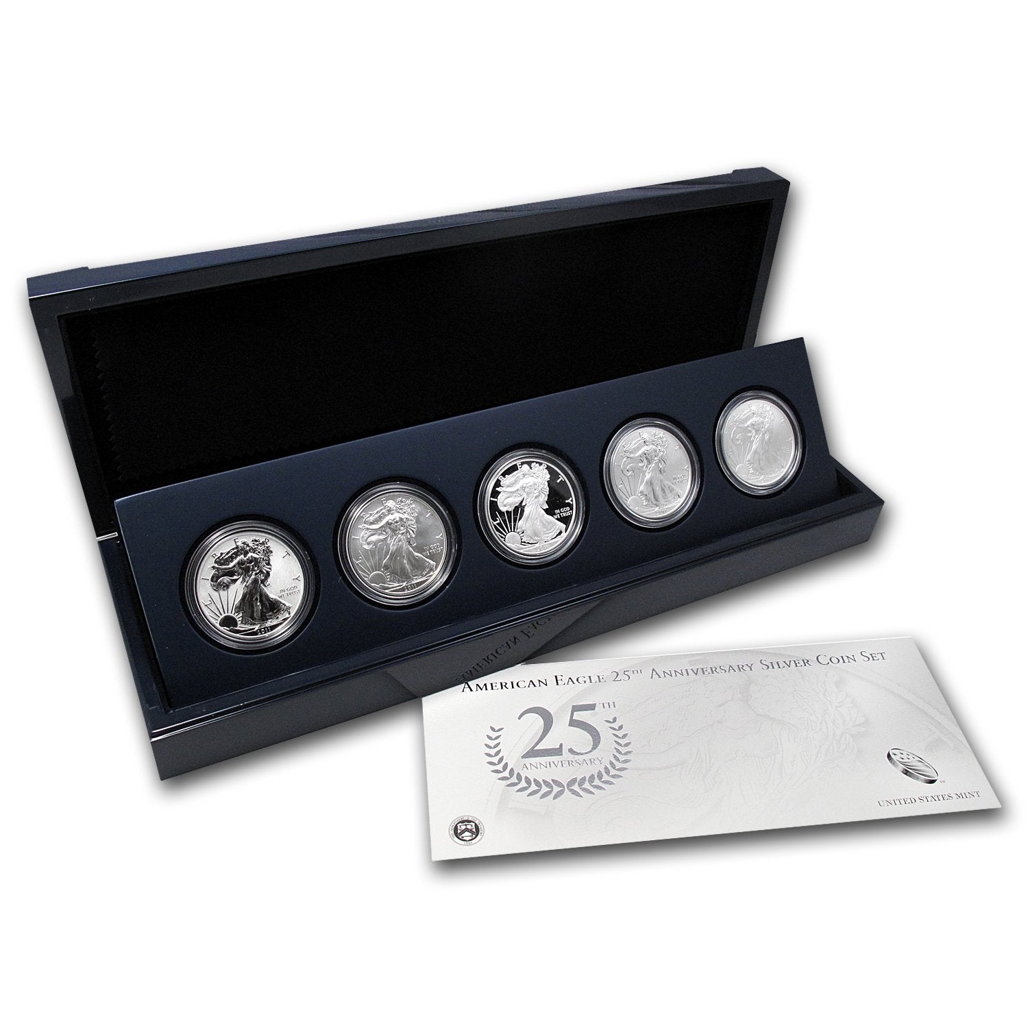 2011 25th Anniversary 5-Coin American Silver Eagle Set with Box & COA