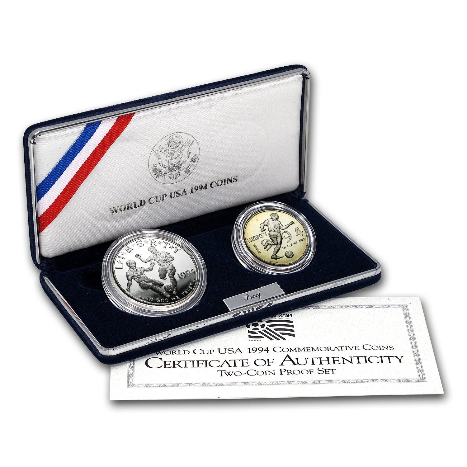 1994 World Cup USA Dollar & Half Dollar Commemorative 2 Coin Proof Set