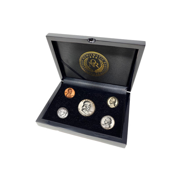 1954 Vintage U.S. Silver 5-Coin Proof Set in Wood Presentation Box