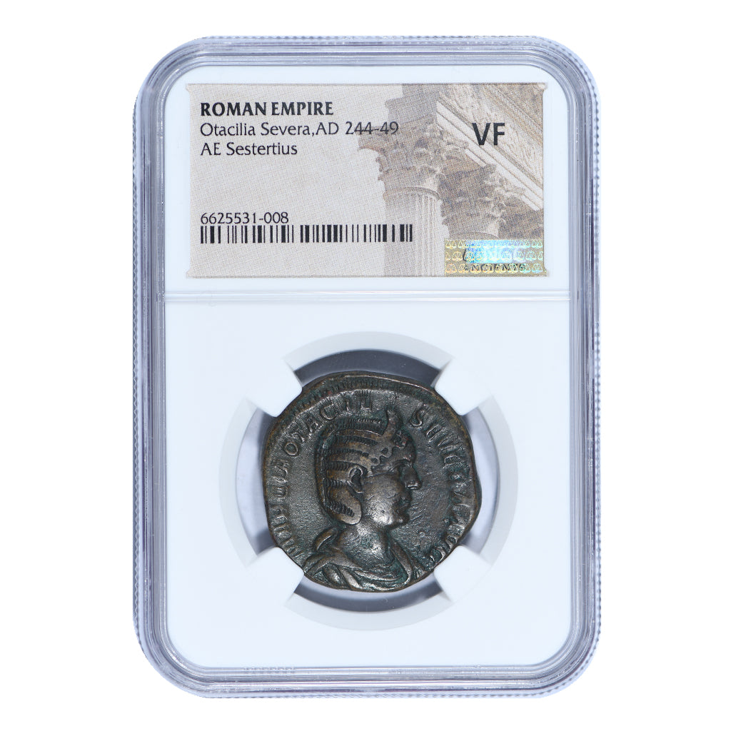 Roman Empire Otacilia Severa, AD 244-49 AE Sestertius NGC Very Fine