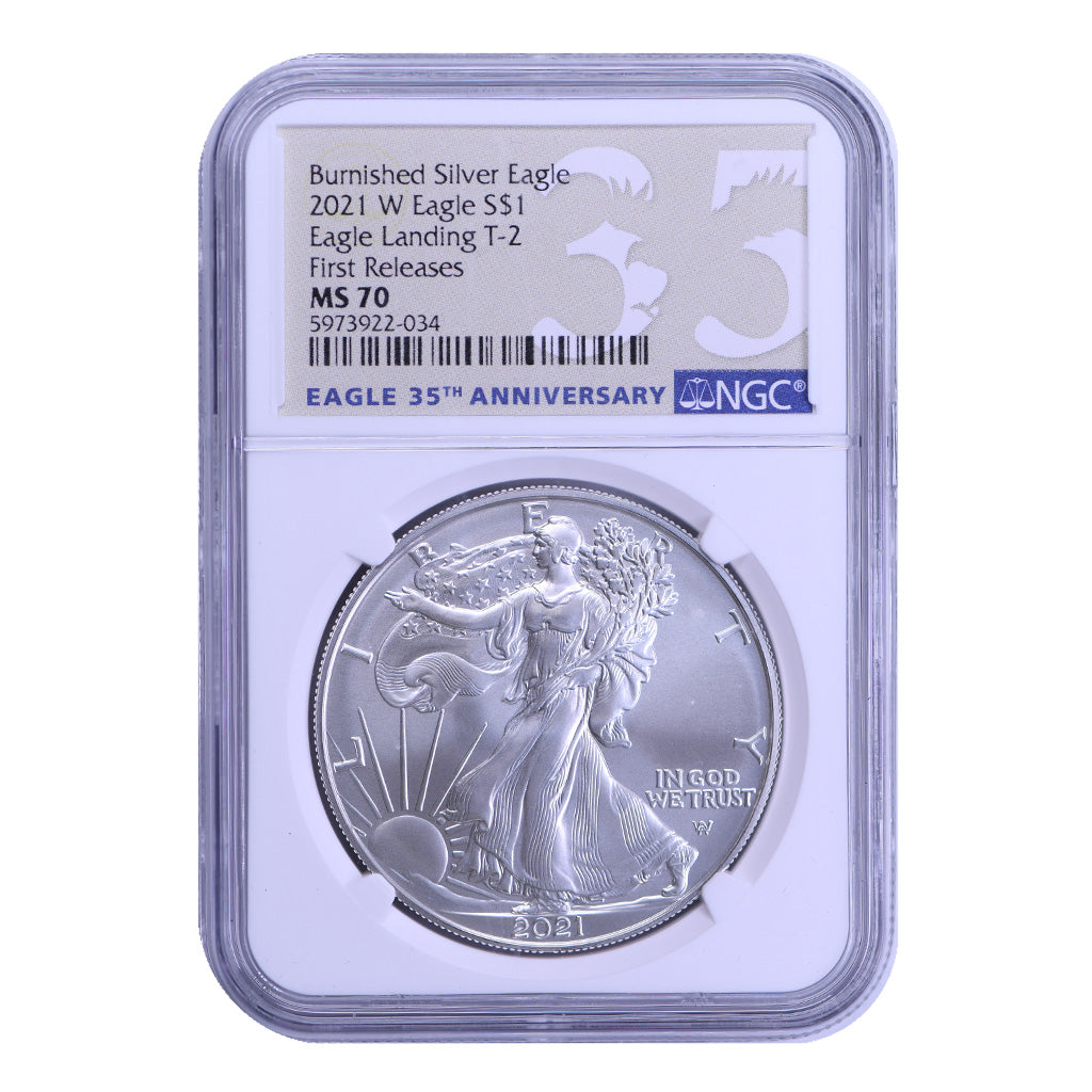 2021-W American Silver Eagle T-2 NGC MS70 First Releases 35th Anniversary Label
