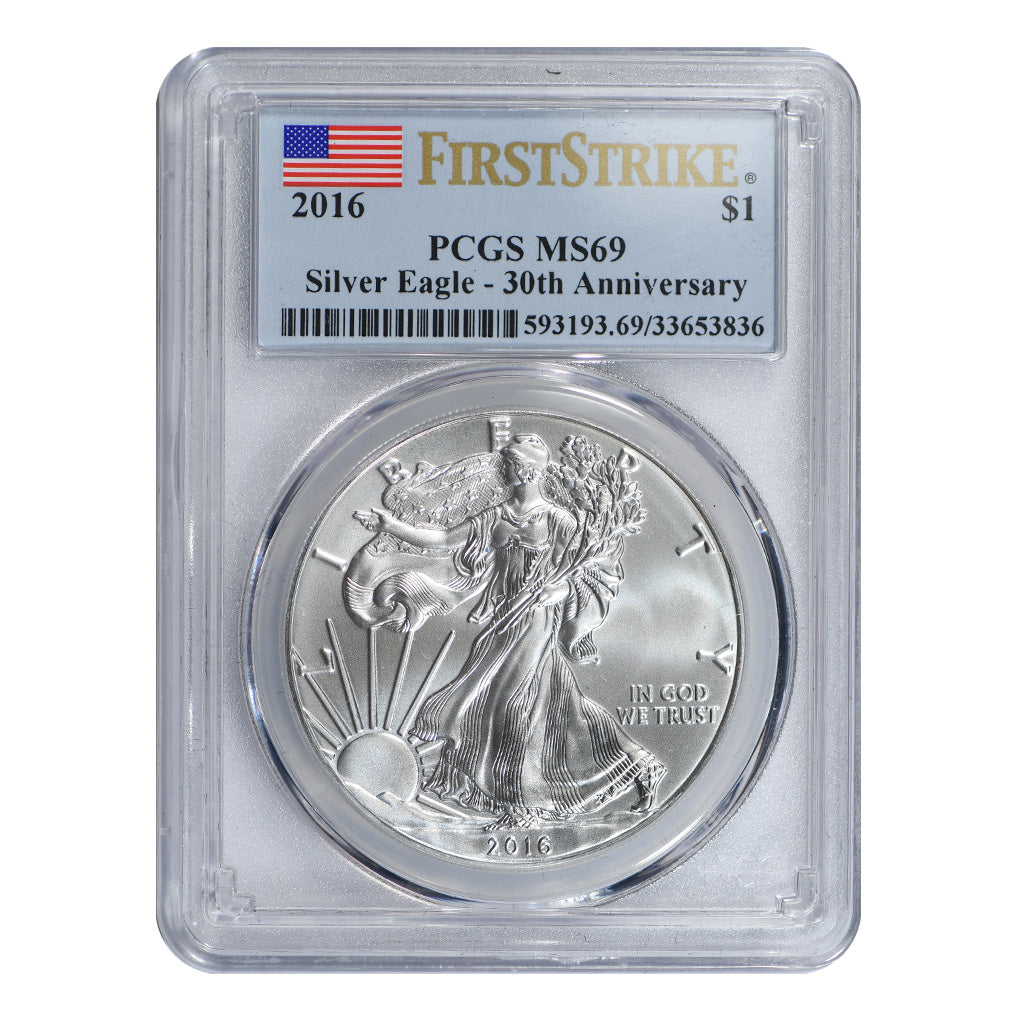 2016 American Silver Eagle First Strike 30th Anniversary PCGS MS69