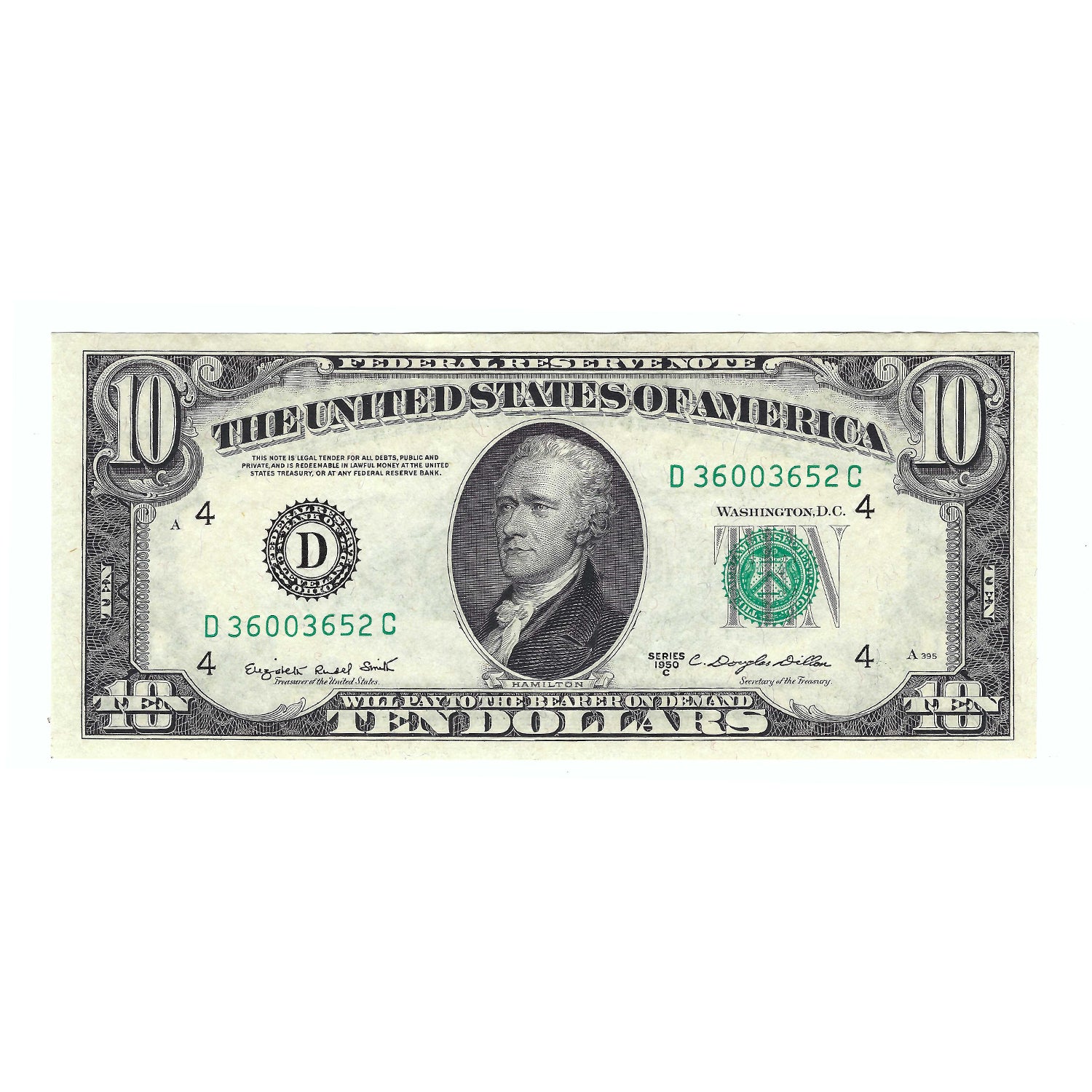 1950C $10 Small Size Federal Reserve Note, Cleveland, Uncirculated