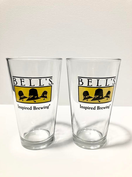 Bell's Black and Gold Label Pint Beer Glass- Set of 2