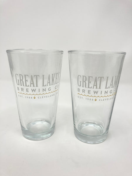 Great Lakes White Label Pint Beer Glass- Set of 2